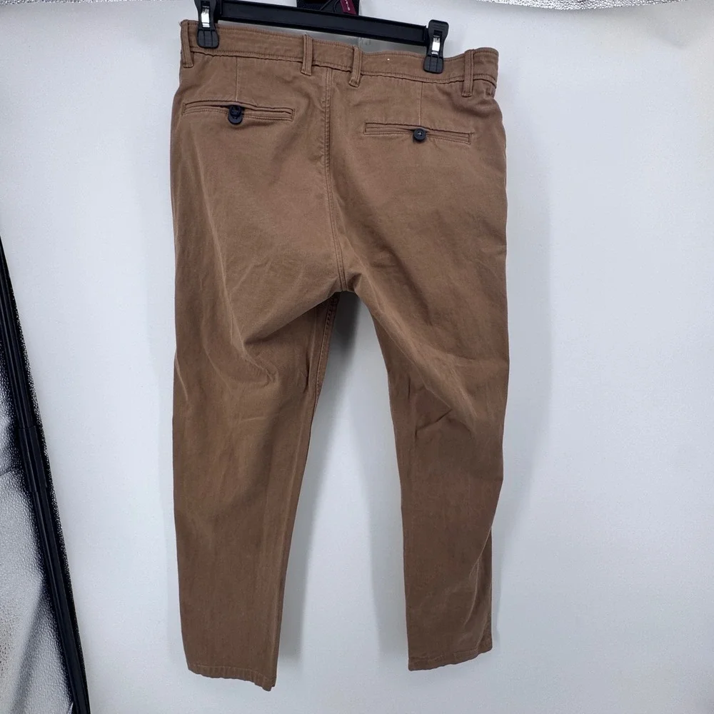 Zara Man Brown Comfort Easy Iron Stretch Chino Pants Mens 31‎